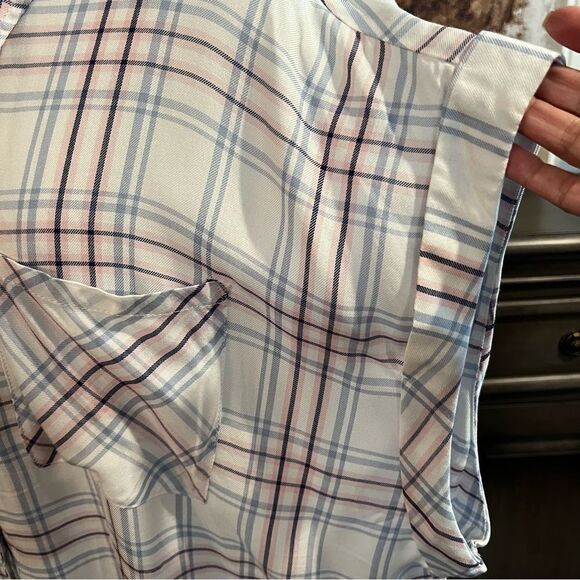 Plus Size Como Vintage White Blue Pink Blouse  Plaid size 3X - Picture 3 of 9